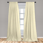 Ambesonne Yellow And White Window Curtains Pack Of 2, Hexagonal Pattern Honeycomb Beehive Simplistic Geometrical Monochrome, Lig