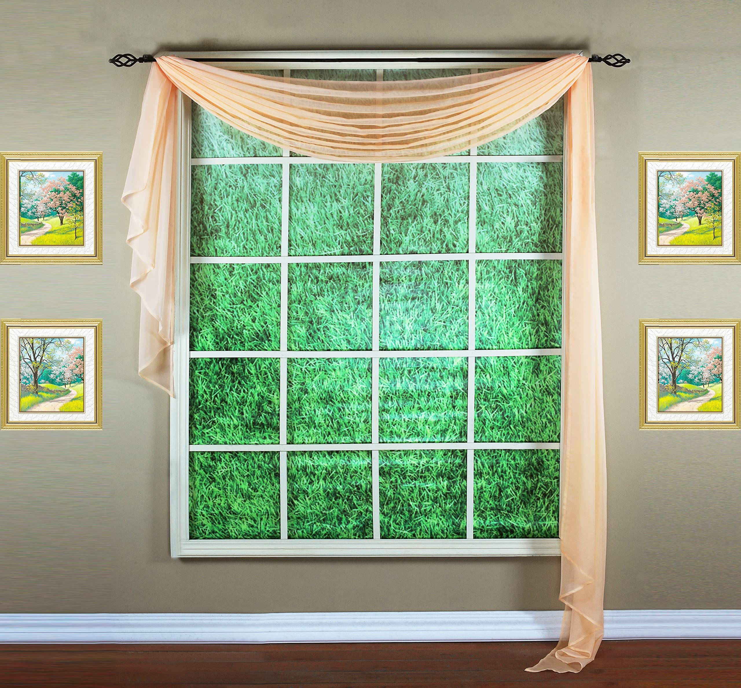 Today'S Curtain Emelia Original Voile Scarf 216', Peach, 45' W X 216' L