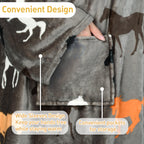 Catalonia Wearable Blanket with Sleeves and Pocket, Fleece, Taupe Horse, One Size