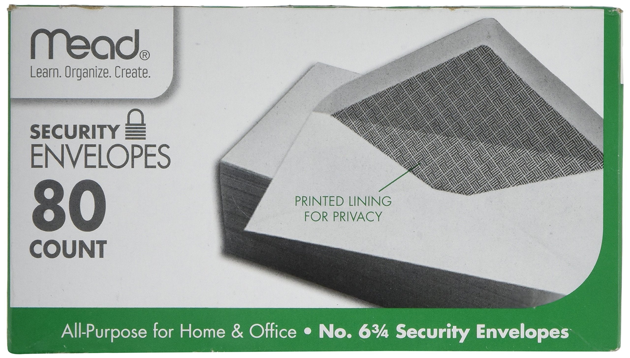 Mead #6 3/4 Security Envelopes, 80 Count (75212)