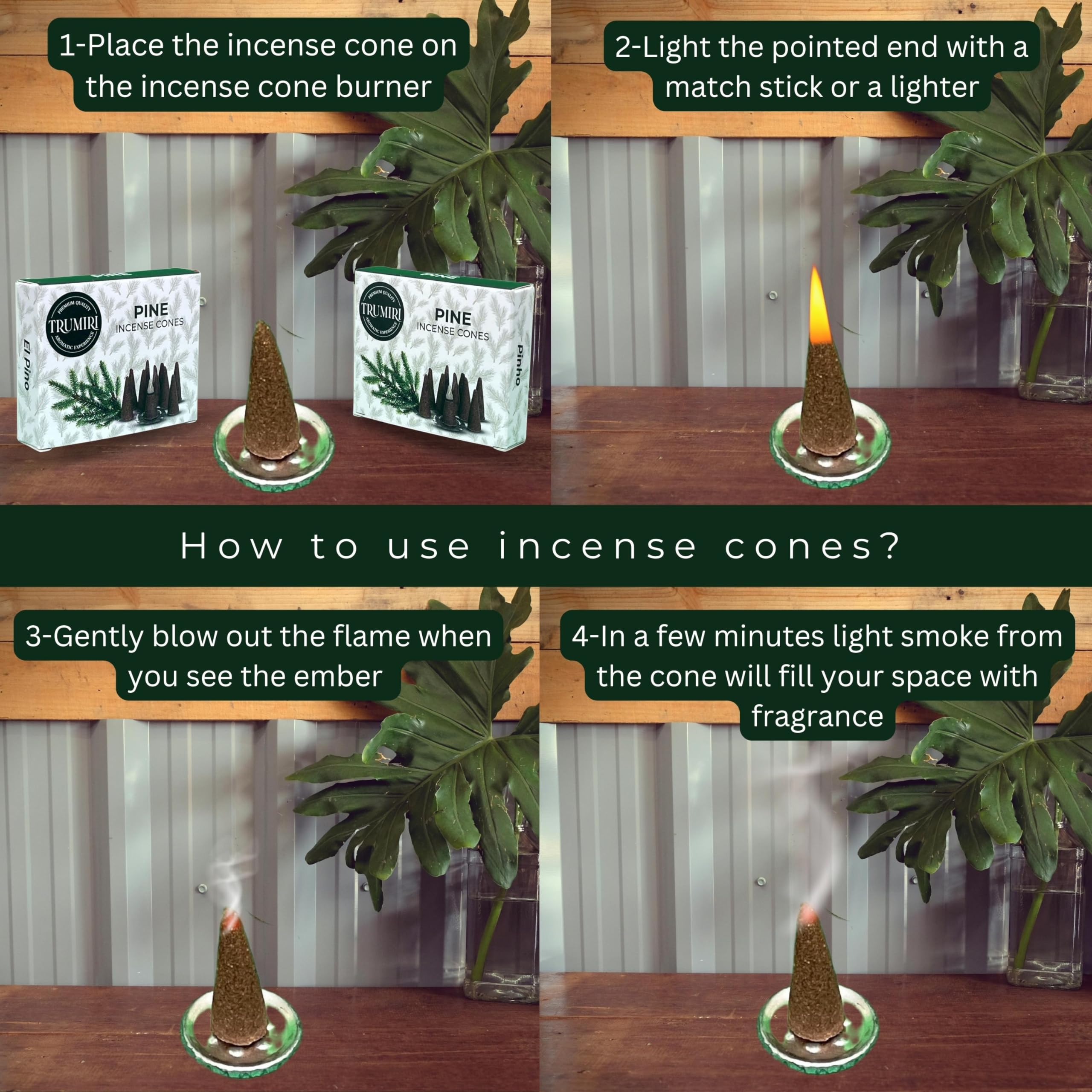 Pine Incense Cones - Total 20 Cone Incense - Dual Pack Of 10 Insence Cones - Incense Cones Scented - Cone Incense Scents - Insen