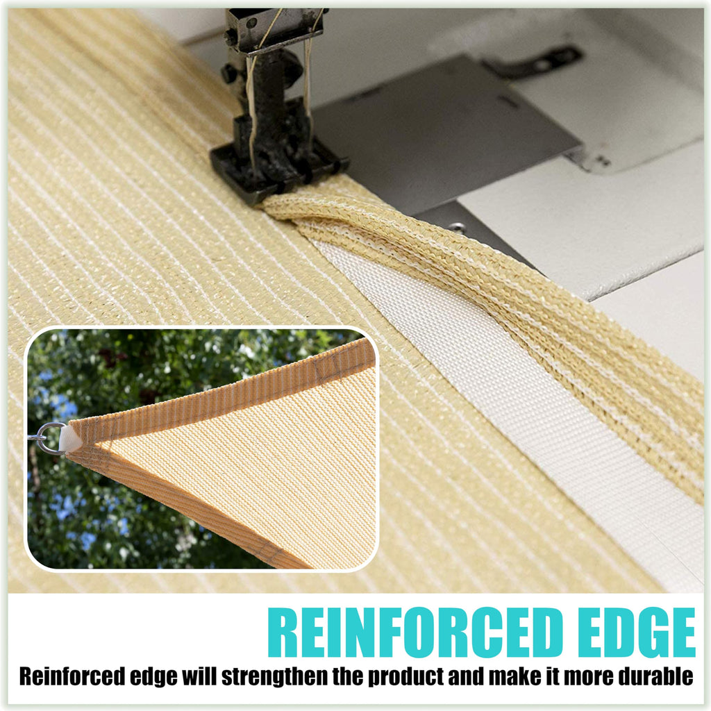 Amgo Custom Size 6' X 9' X 10.8' Sand Beige Triangle Sun Shade Sail Upf50+ Agtaprt14, Order To Make Canopy Awning, 95% Uv Blockage, Water & Air Permeable, Commercial Standard (We Customize)