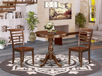 East West Furniture Esml3-Mah-W 3 Piece Dining Room Furniture Set Contains A Round Dining Table With Pedestal And 2 Wood Seat Chairs, 30X30 Inch, Mahogany