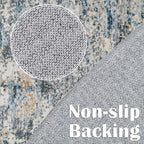 Jinchan Round Rug 4Ft Area Rug Indoor Modern Circle Rug 4' Round Washable Thin Rug Abstract Distressed Floor Mat Blue Multi Prin