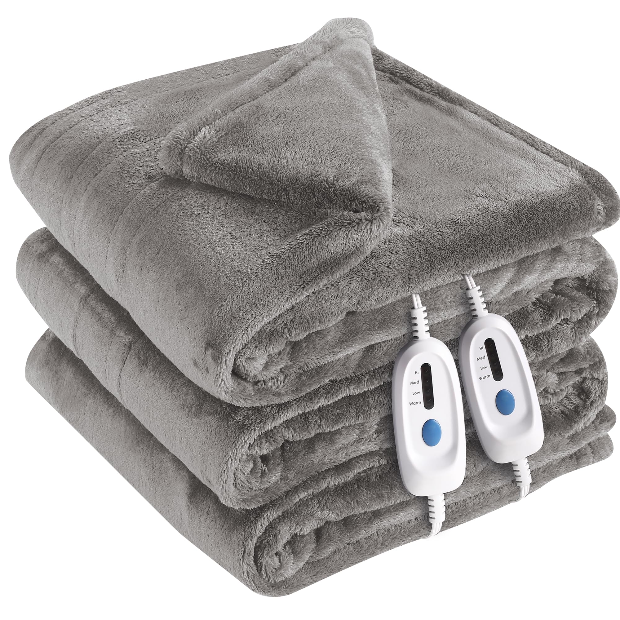 Mcjaw Electric Heated Blanket Queen Size 84'X90', Oversized Flannel Blanket With 4 Heating Levels, 10 Hrs Auto Shut Off, Dual