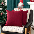 Kevin Textile Faux Linen Throw Cushion Covers Shams Textural Christmas Pillowcase With Hidden Zipper, 26'X26'(2 Pack, Sangria