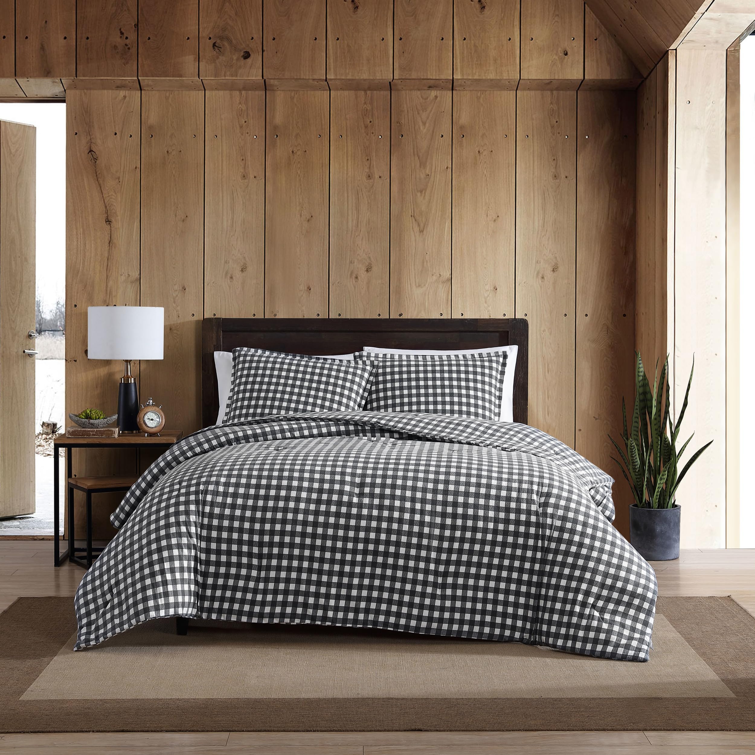 Eddie Bauer - Twin Duvet Cover Set, Reversible Flannel Bedding With Matching Sham, Home Decor For Colder Months (Preston Grey, T