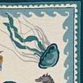 HomeRoots 3'X5' Ivory Teal Hand Hooked Uv Treated Coastal Sea Life Indoor Outdoor Area Rug