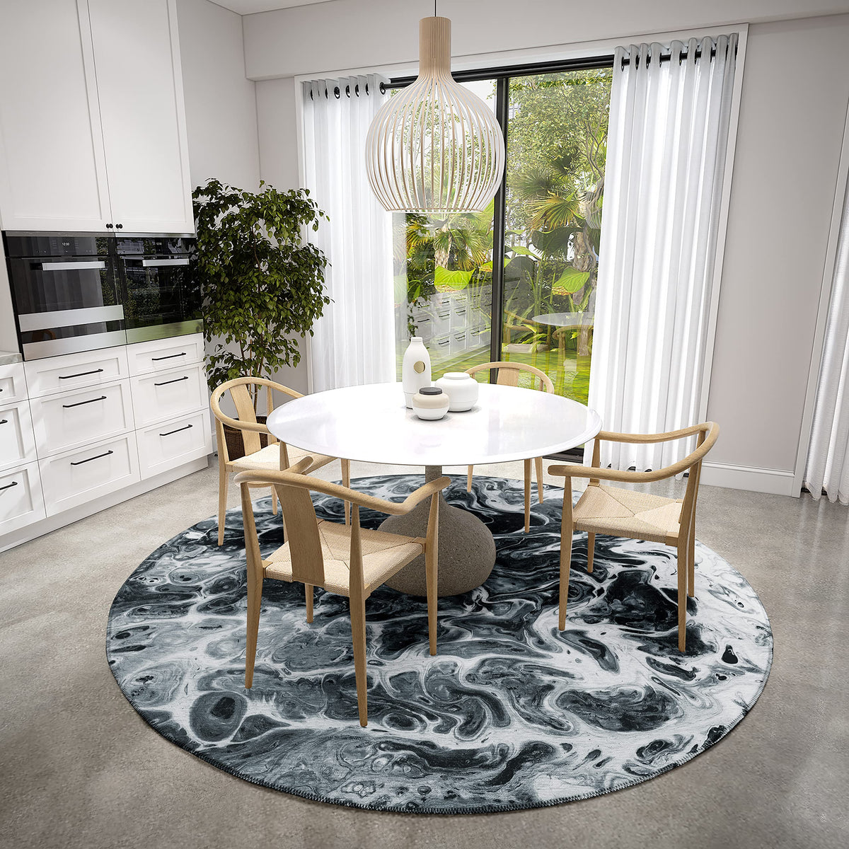 Addison Rugs Karina Akc44 Taboo 8' X 8' Indoor Outdoor Round Rug, Easy Clean, Machine Washable, Non Shedding, Bedroom, Entry, Living Room, Dining Room, Kitchen, Patio Rug