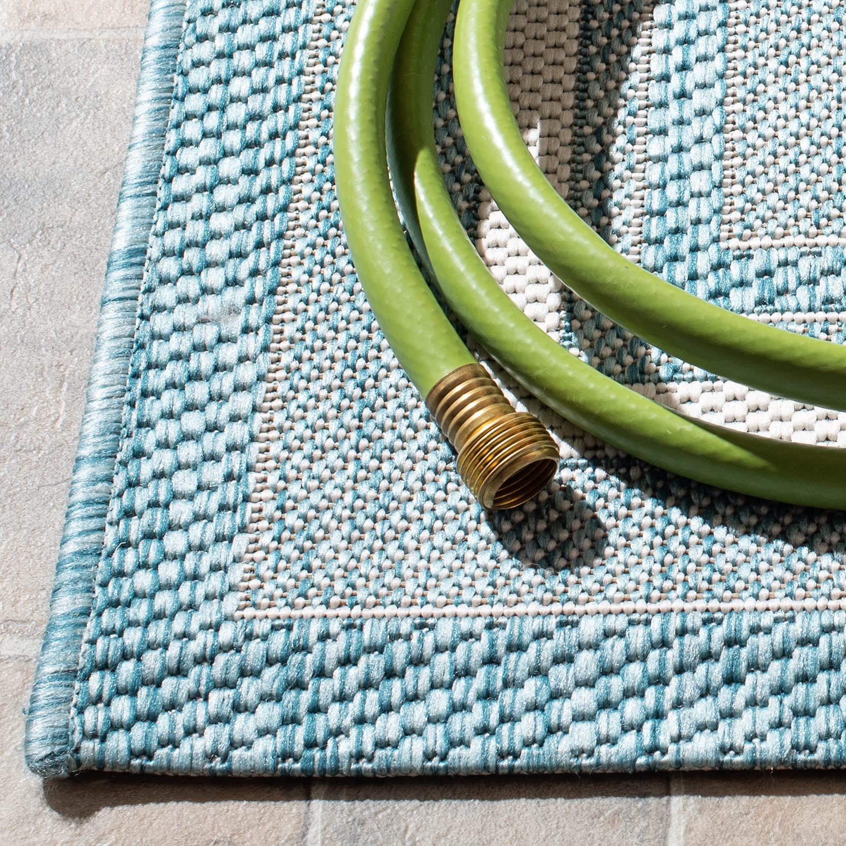 Safavieh Courtyard Collection 8' X 10' Ivory / Aqua Cy8475 Indoor/ Outdoor Patio Backyard Mudroom Area Rug