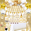 Gold Birthday Decorations for Women Men - (Total 89pcs) Gold Party Banner, Pennant, Hanging Swirl, Foil Backdrops, Balloons, Gol