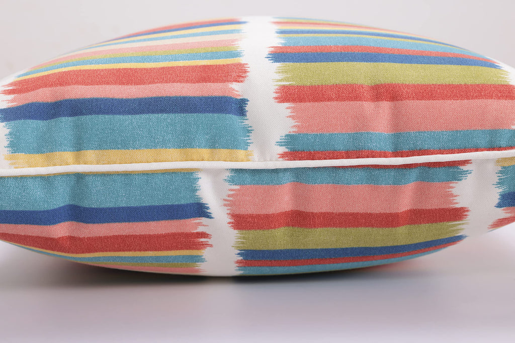 Pillow Perfect Stripe Indoor/Outdoor Accent Throw Pillow Plush Fill, Weather, And Fade Resistant, Floor - 25' X 25', Off- Whit