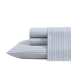 Eddie Bauer Sheets Cotton Percale Bedding Set, Crisp & Cool, Stylish Home Decor, Twin, Ticking Stripe Blue/White