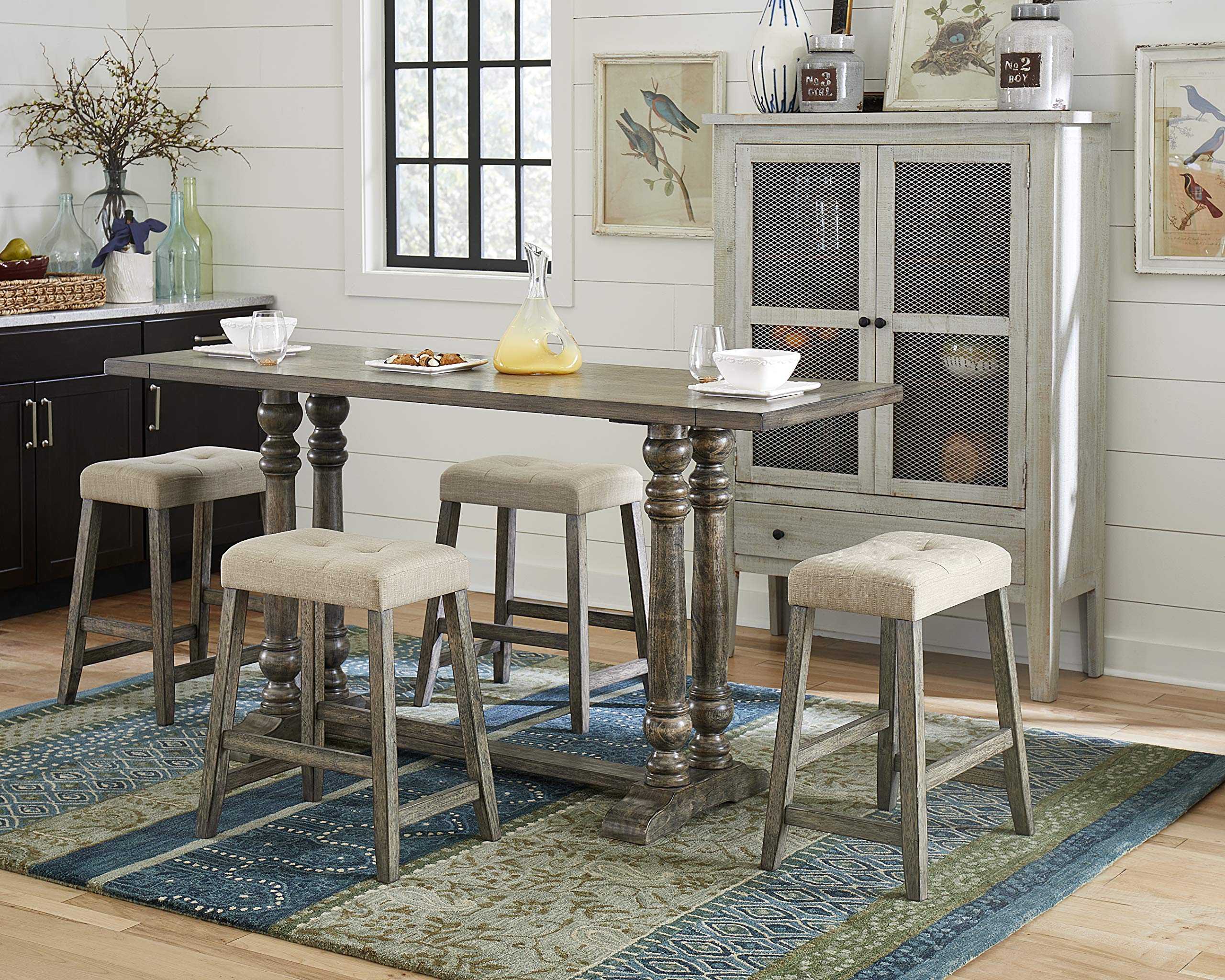 Progressive Furniture Township Upholstered Counter Stool Set of 2, 20&quot; W x 14&quot; D x 24&quot; H, Brown