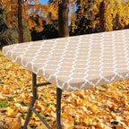 Smiry Rectangle Picnic Table Cover, Waterproof Elastic Fitted Camping Table Covers For 8 Foot Tables, Wipeable Flannel Backed Vinyl Tablecloth Protector For Indoor, Outdoor (Khaki, 30X96 Inches)