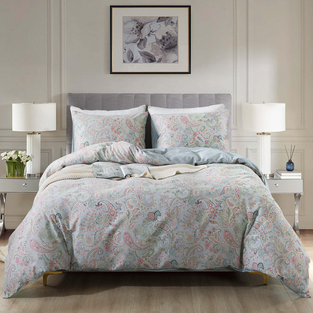 Honeilife Wildflower Duvet Cover Queen - 100% Cotton Comforter Cover Sets, 3-Pc Comfortable Floral Duvet Cover Sets,Soft & Breat