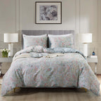 Honeilife Wildflower Duvet Cover Queen - 100% Cotton Comforter Cover Sets, 3-Pc Comfortable Floral Duvet Cover Sets,Soft & Breat