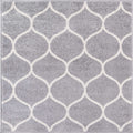 Unique Loom Trellis Frieze Collection Area Rug - Rounded (3 Square, Light Gray/ Ivory)