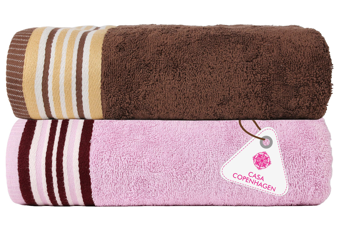 Casa Copenhagen, Germany Design  He & She Super Soft Collection 100% Cotton 2 Pieces Large Bath Towel (Size : 70 x 140 cm)  An