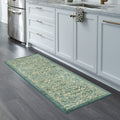 Maples Rugs Pelham Vintage Runner Rug Non Slip Washable Hallway Entry Carpet [Made in USA], 18 x 5, Light Spa