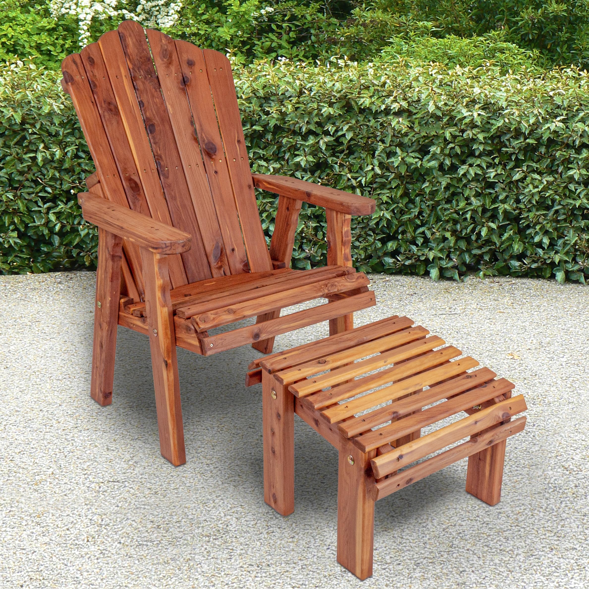 American Furniture Classics Chair with Stationary Ottoman, Natural Cedar