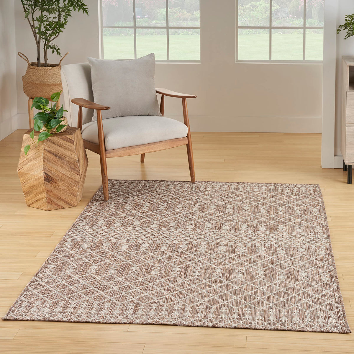 Nourison Positano Indoor/Outdoor Beige 7' X 10' Area Rug, Easy Cleaning, Non Shedding, Bed Room, Living Room, Dining Room, Deck, Backyard, Patio (7X10)