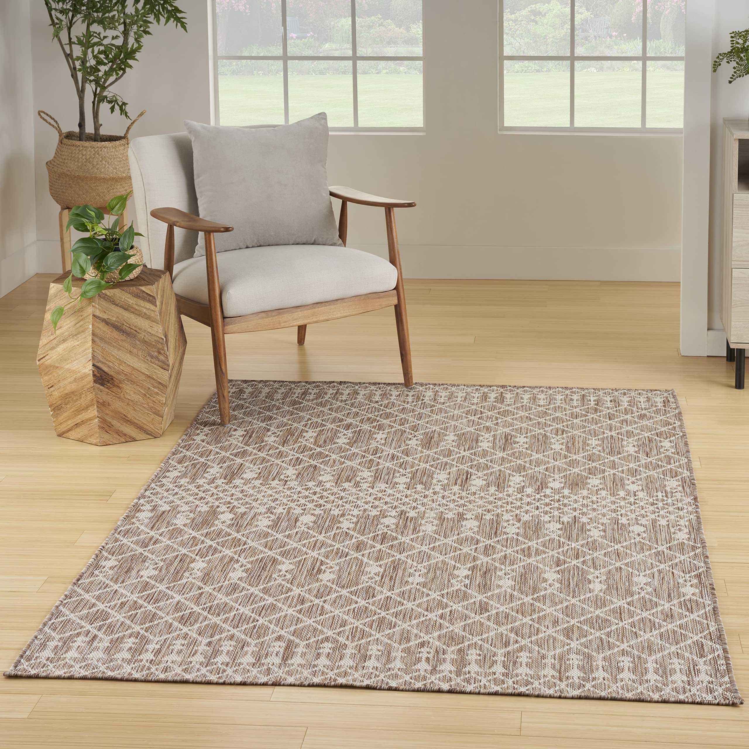 Nourison Positano Indoor/Outdoor Beige 4' X 6' Area Rug, Easy Cleaning, Non Shedding, Bed Room, Living Room, Dining Room, Deck, Backyard, Patio (4X6)