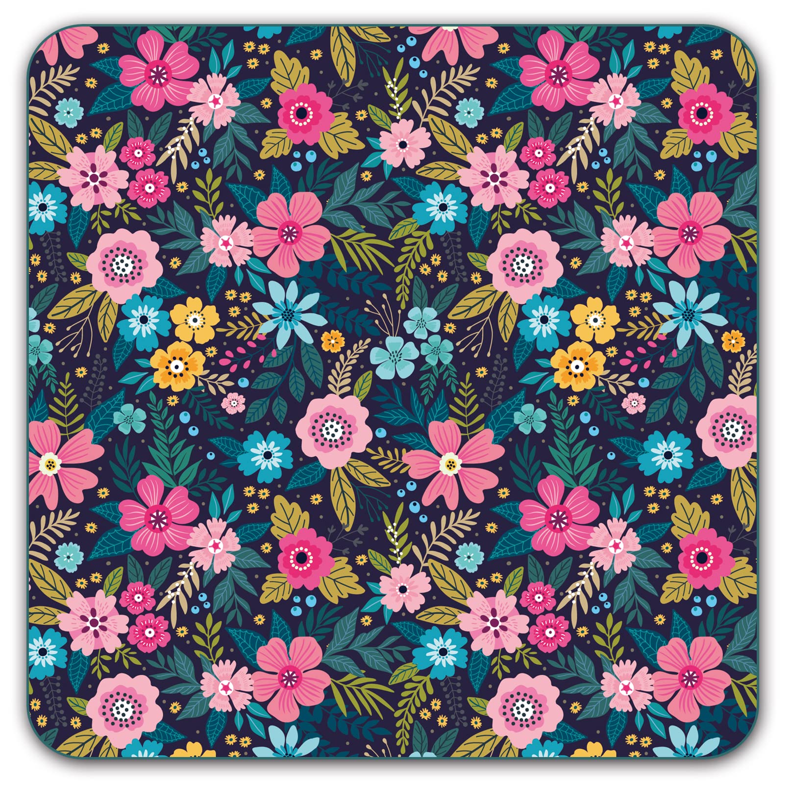 Premium Square Waterproof Mouse Pad - Non-Slip Rubber Base, 9X9 Inches (Flowers)