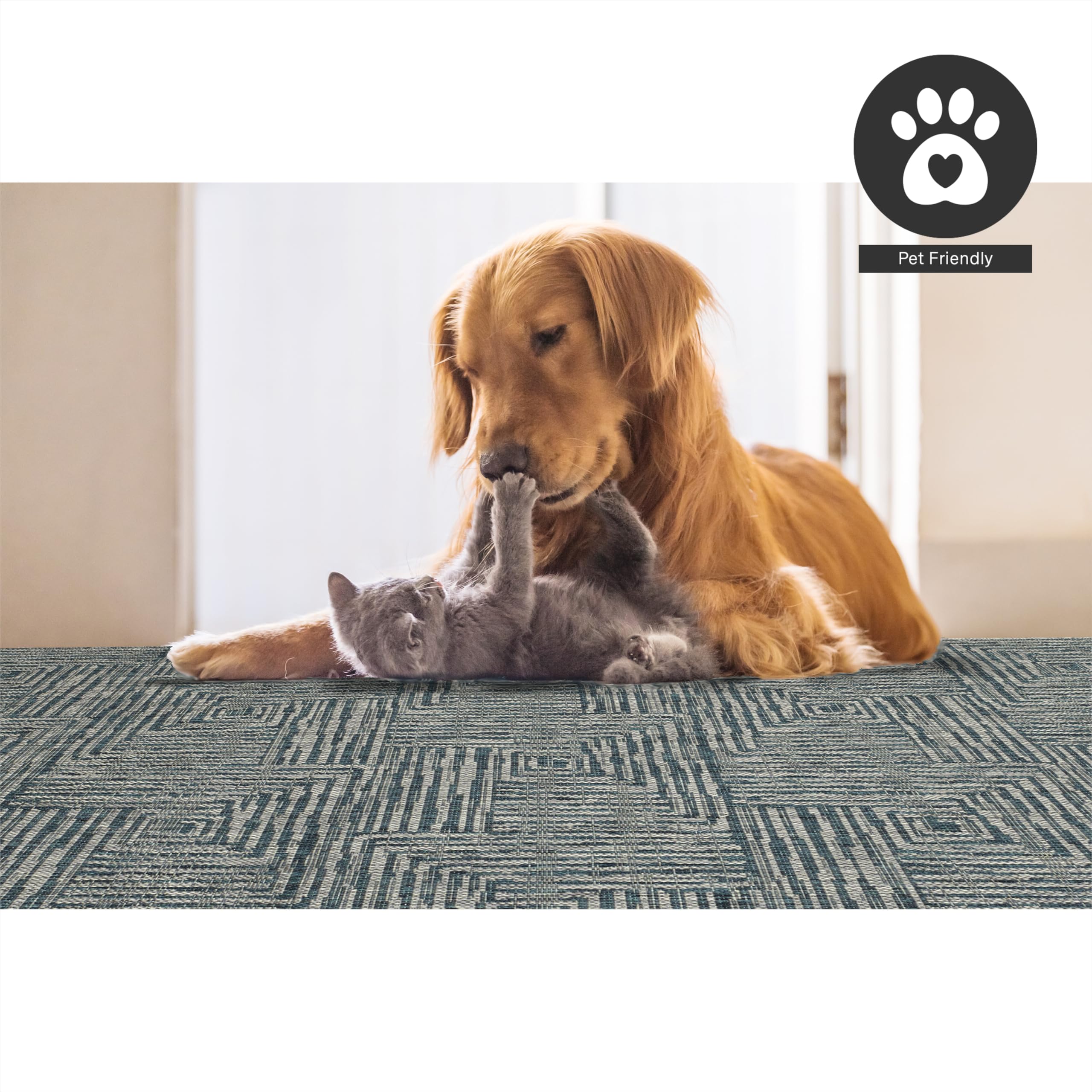 Fh Home Outdoor Rug - Waterproof Easy To Clean Stain Resistant - Patio Indoor Outdoor Porch Deck Balcony Entryway - Geometric Mo