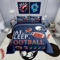 Feelyou Rugby Comforter Set Twin Size Football Field Coverlet Set For Kids Boys Girls Decor Ball Games Comforter Microfiber Navy