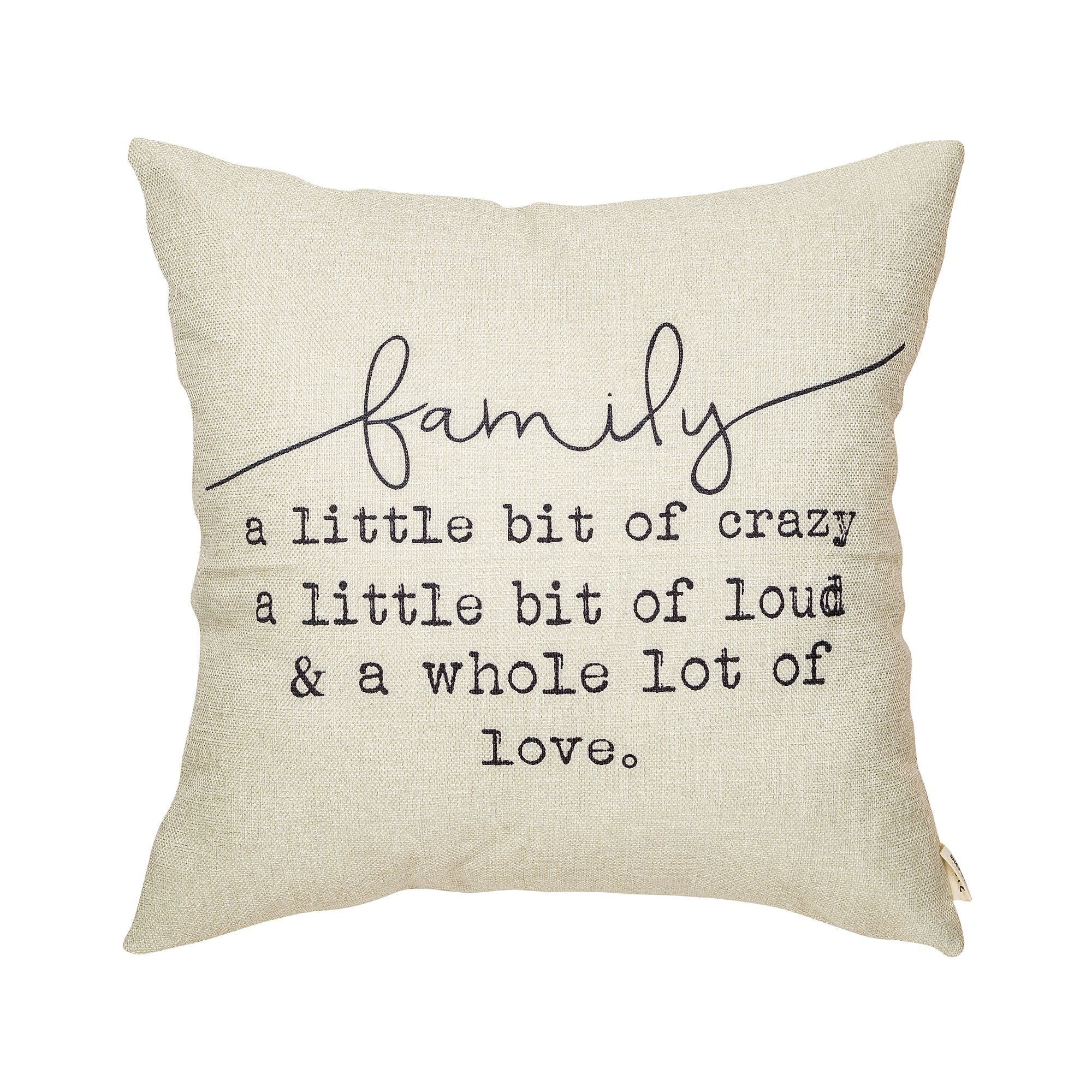 Fjfz Family A Little Bit Of Crazy Decorative Throw Pillow Covers, Farmhouse Quote Home Rustic Decorations, Christmas Inspiration