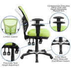 Flash Furniture Nicholas Mid-Back Swivel Office and Gaming Chair, Ergonomic Mesh Office Chair with Adjustable Lumbar Support and Height, Green