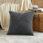 Fancy Homi Set Of 2 Dark Grey Boho Decorative Throw Pillow Covers 20X20 Inch With Diagonally Pattern For Living Room Couch Bed S