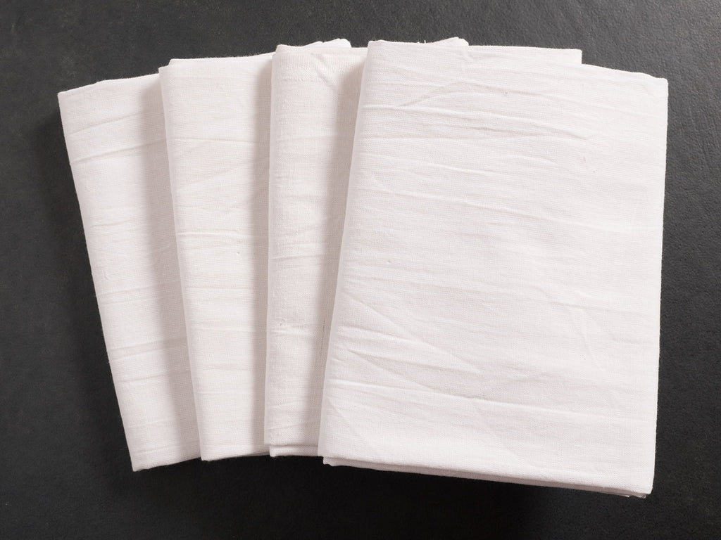 Kaf Home Flour Sack Kitchen Towels, White, Set Of 4, 100% Cotton