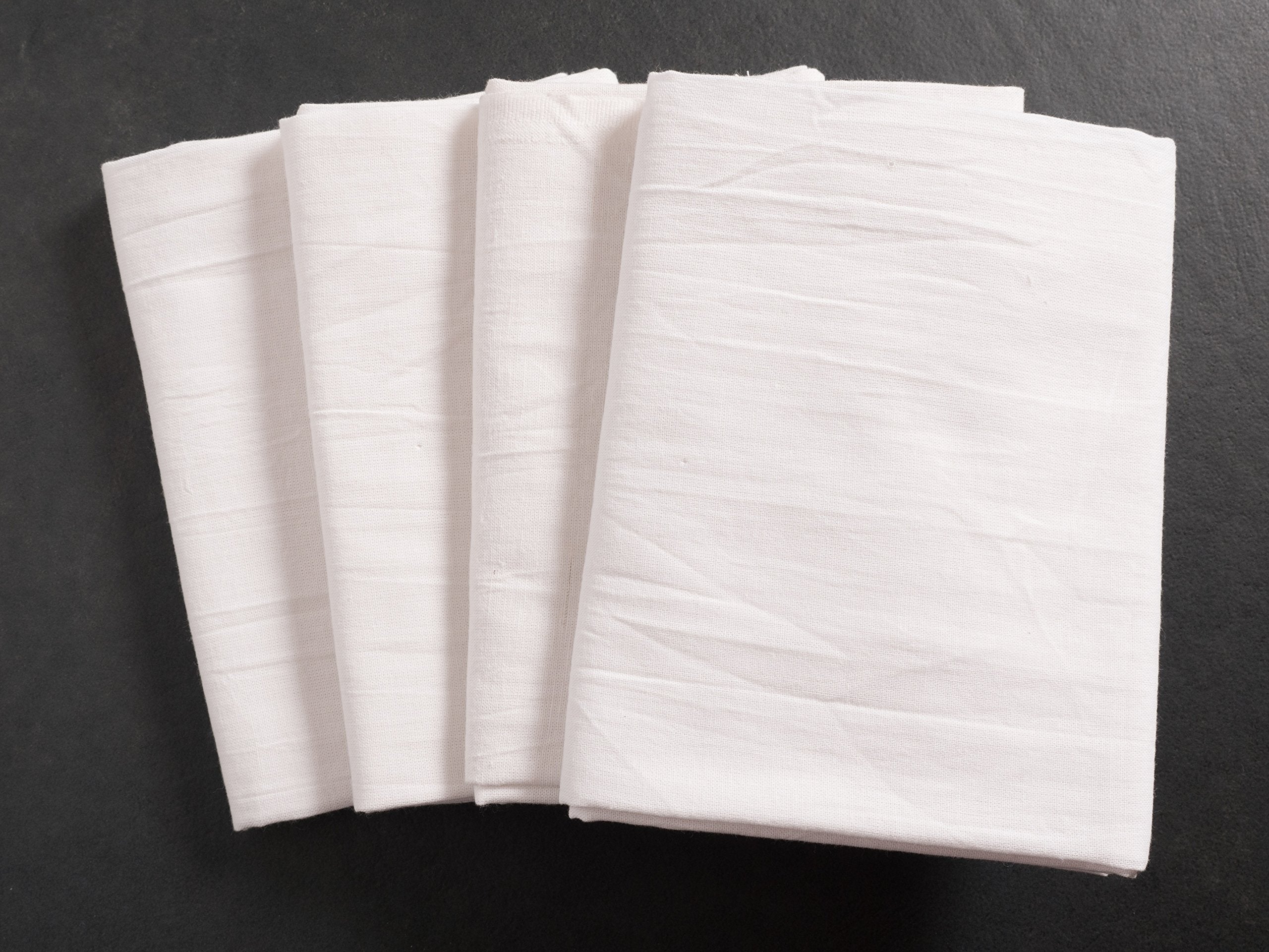 Kaf Home Flour Sack Kitchen Towels, White, Set Of 4, 100% Cotton