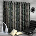 Fashion String 4 Piece Abstract Tree Eyelet Polyester Long Door Curtains  9 Feet, Green, Grommet Curtains
