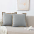 Nordeco Home Set Of 2 Throw Pillow Covers - Burlap Linen Trimmed Tailored Edges Decorative Cushion Covers For Bed Home Decoratio