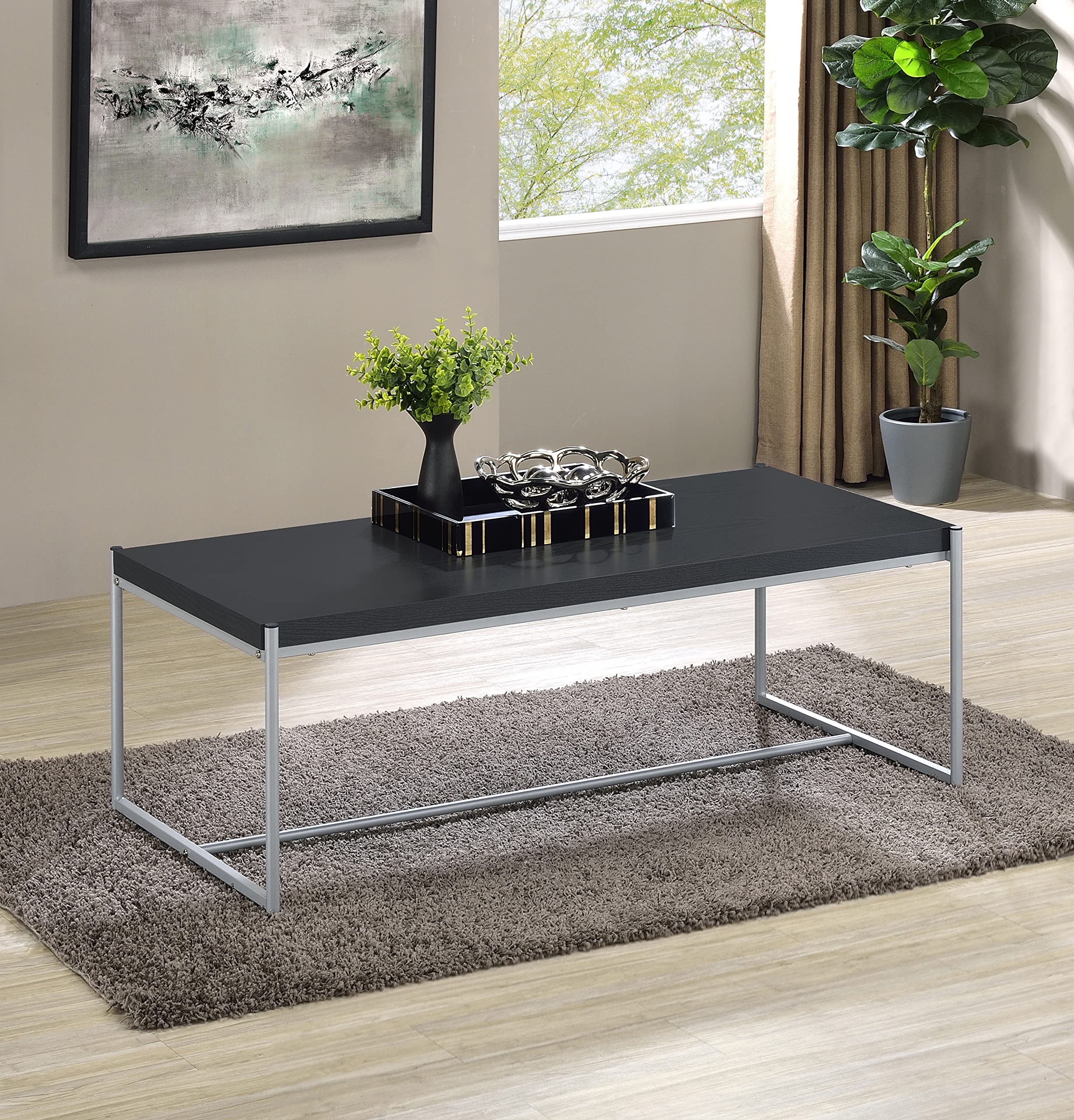 Lilola Home Lennox 3 Piece Black Coffee and End Table Set