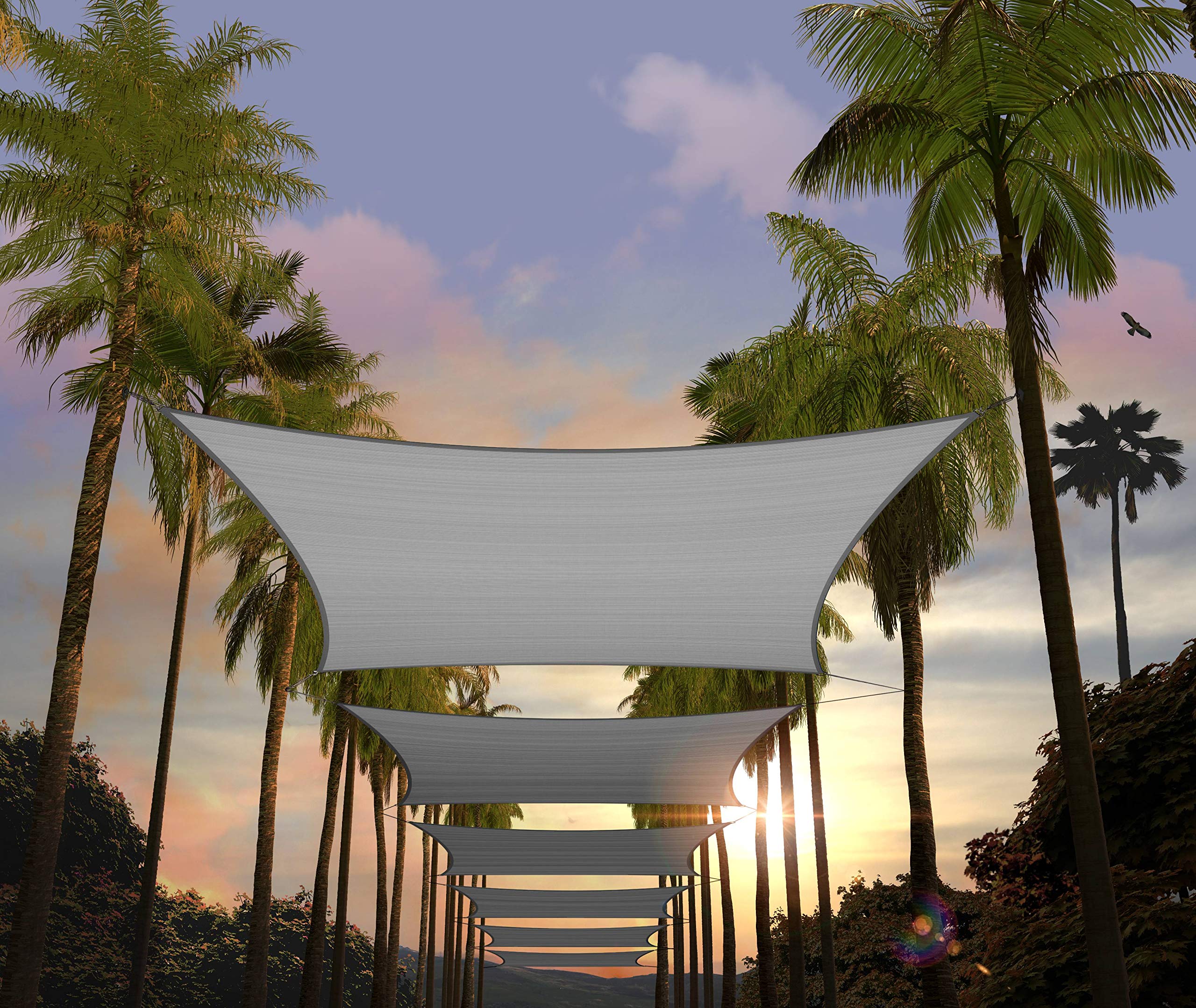 Amgo 8' X 16' Grey Rectangle Sun Shade Sail Canopy Awning Upf50+ Agtapr0816, 95% Uv Blockage, Water & Air Permeable, Commercial