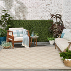 Nourison Easy Care Modern Indoor/Outdoor Cream 9' X 12' Area Rug, Easy Cleaning, Non Shedding, Bed Room, Living Room, Dining Room, Backyard, Deck, Patio (9X12)