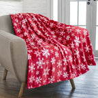 PAVILIA Christmas Throw Blanket | Red Snowflake Christmas Fleece Blanket | Soft, Plush, Warm Winter Cabin Throw, 50x60 (Red/Whit