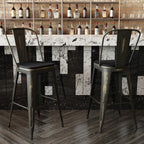 Flash Furniture Carly Commercial Grade 30&Quot; High Copper Metal Indoor-Outdoor Bar Height Stool With Back And Black Polystyrene Seat