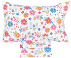 Scientific Sleep Cartoon Floral Flowers 100% Cotton 4 Pcs Full Bed Sheet Set Kids Toddler Teen, Flat Sheet & Fitted Sheet & Pill