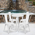Flash Furniture Chauncey Commercial Grade 24 Round Blue Metal Indoor-Outdoor Table Set with 4 Cafe Chairs