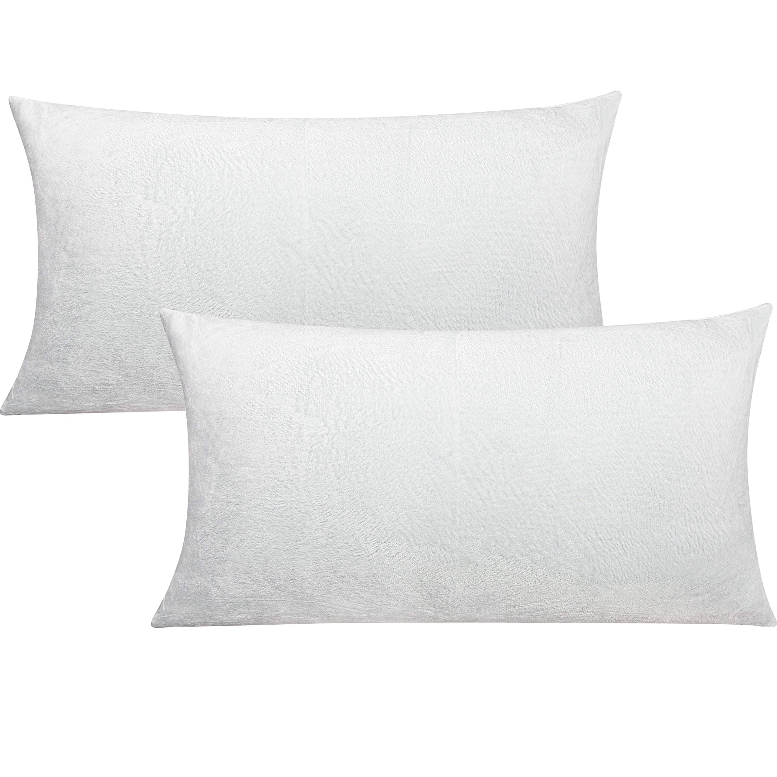 Flxxie 2 Pack King Zipped Velvet Pillowcases, Soft And Cozy Solid Decorative Pillow Cases With Hidden Zipper For Bedroom, Sofa,