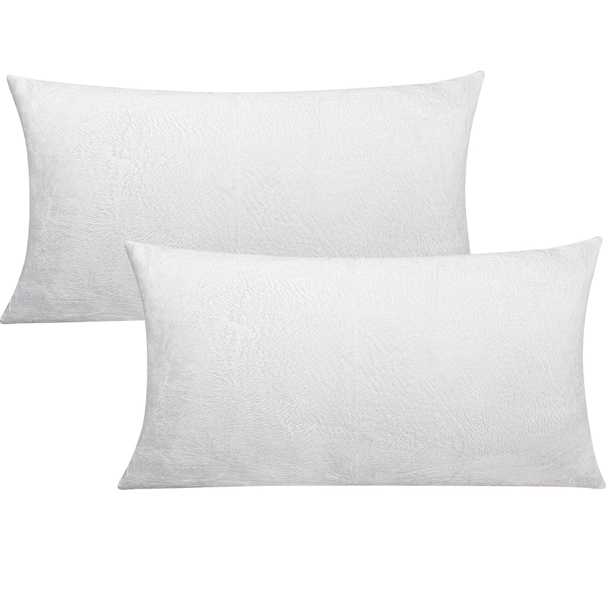 Flxxie 2 Pack King Zipped Velvet Pillowcases, Soft And Cozy Solid Decorative Pillow Cases With Hidden Zipper For Bedroom, Sofa,
