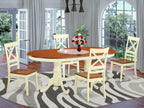 East West Furniture PLQU5-WHI-W 5 Piece Modern Dining Table Set Includes an Oval Wooden Table with Butterfly Leaf and 4 Dining Room Chairs, 42x78 Inch, Buttermilk & Cherry