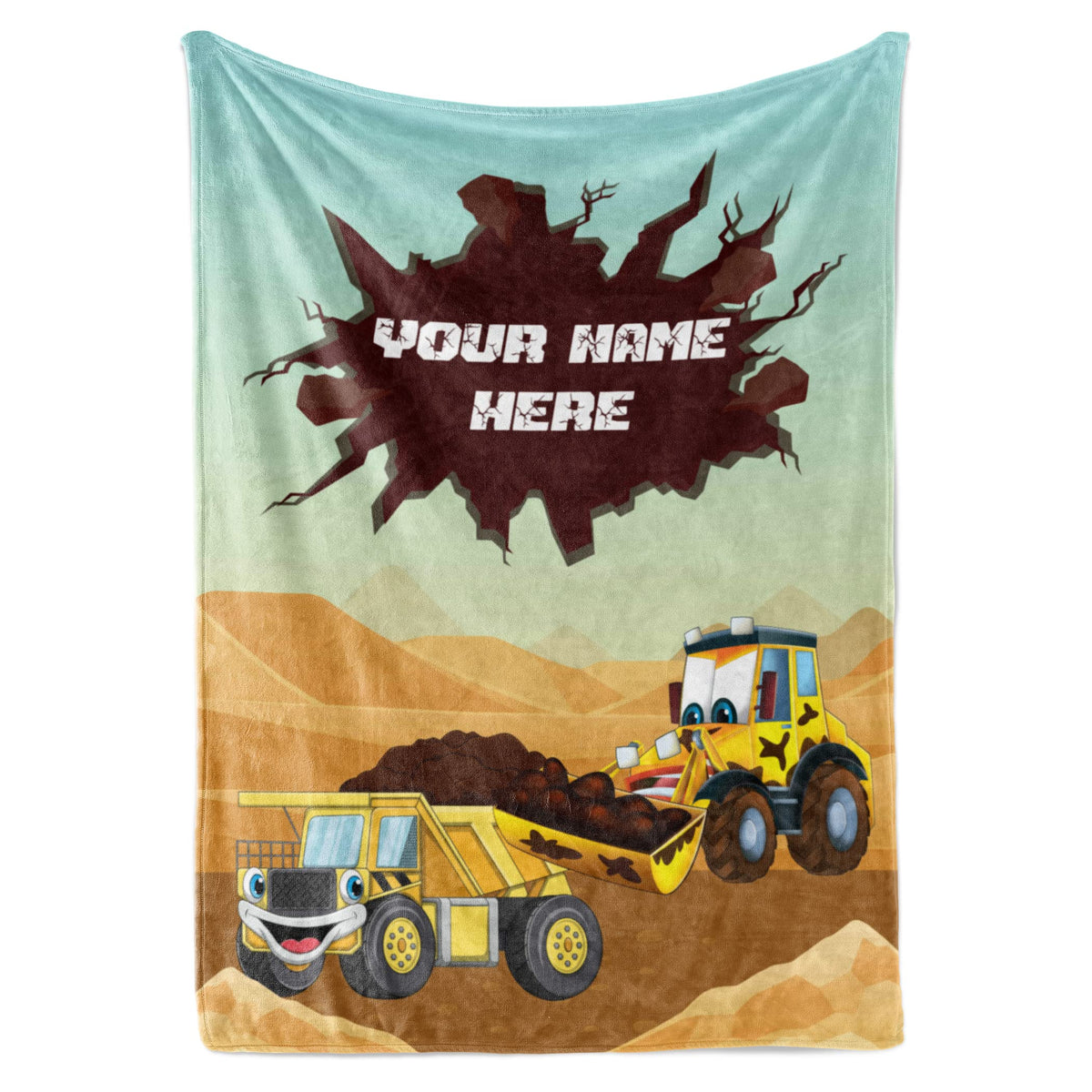 Personalized Blanket For Kids | Construction Truck Blanket | Fleece Throw For Boys And Girls | Kids & Toddlers | Tonka Bulldozer