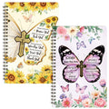 Xqumoi 2Pack A5 Floral Cross Butterfly Religious Spiral Notebooks - God Says You Are Bible Verse Ruled Hardbound Journal Writing