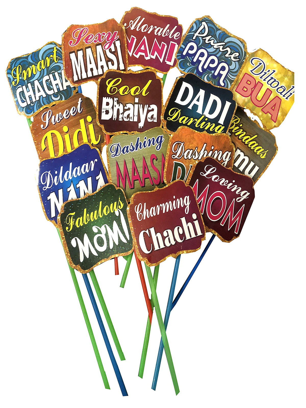LaVichitra Birthday Card Board Banner with Shiny Glitter Covering for Decoration (Gold) (PropParty01(DadiChachi))
